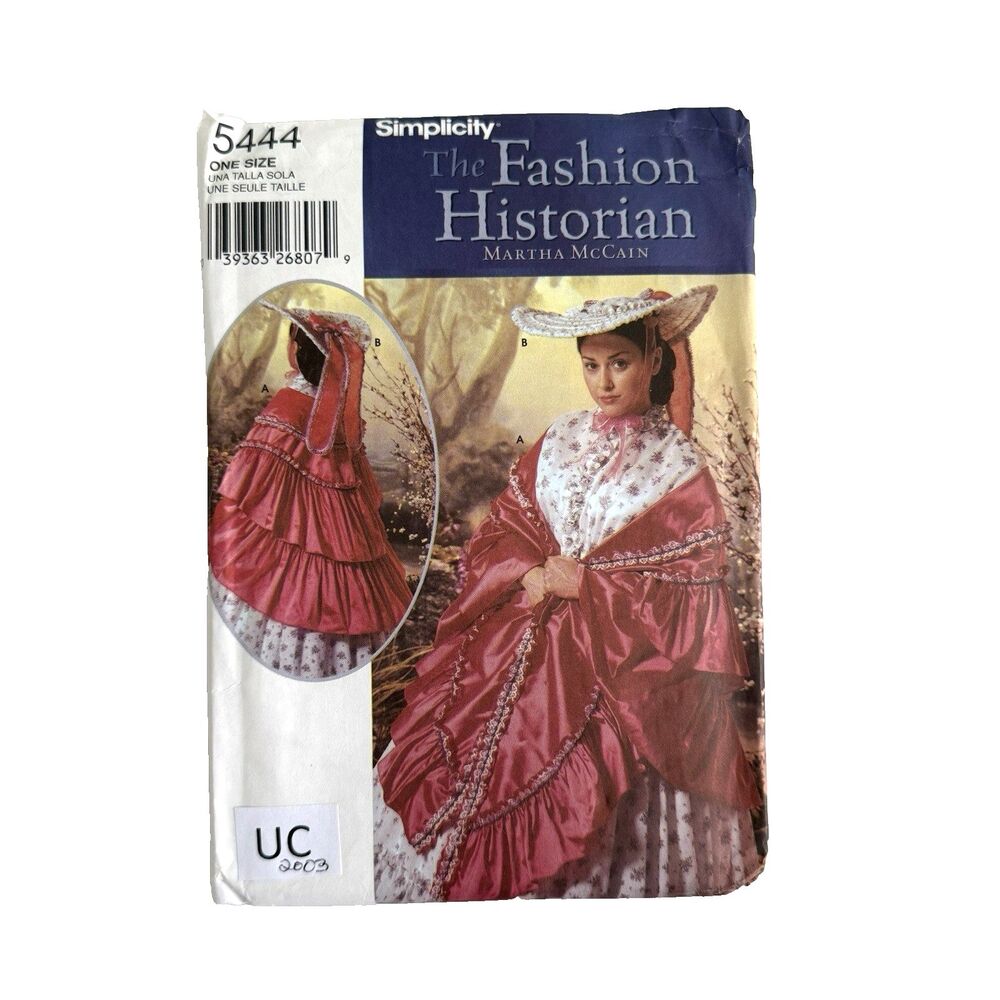 Simplicity 5444 Fashion Historian Sewing Pattern Mantle Cloak & Hat UNCUT OSFM